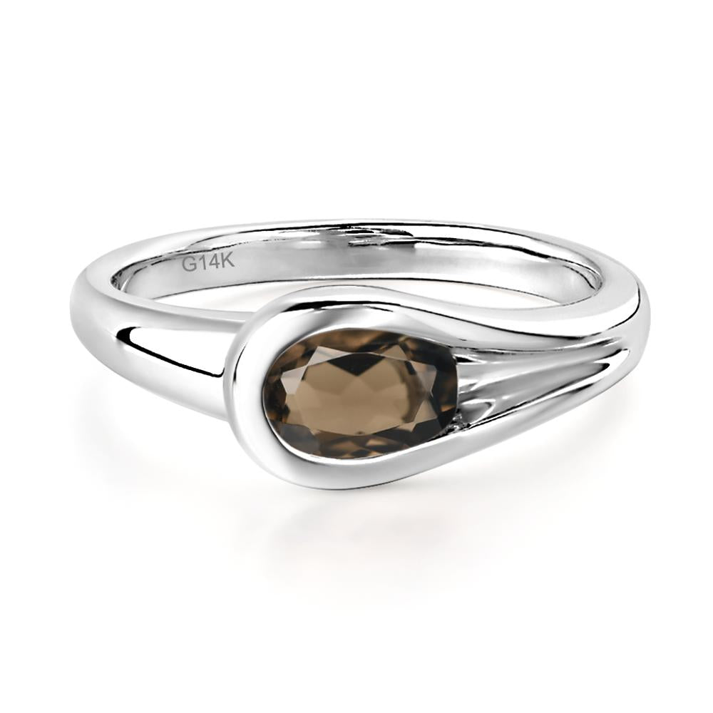 Smoky Quartz Streamline Ring - LUO Jewelry #metal_14k white gold