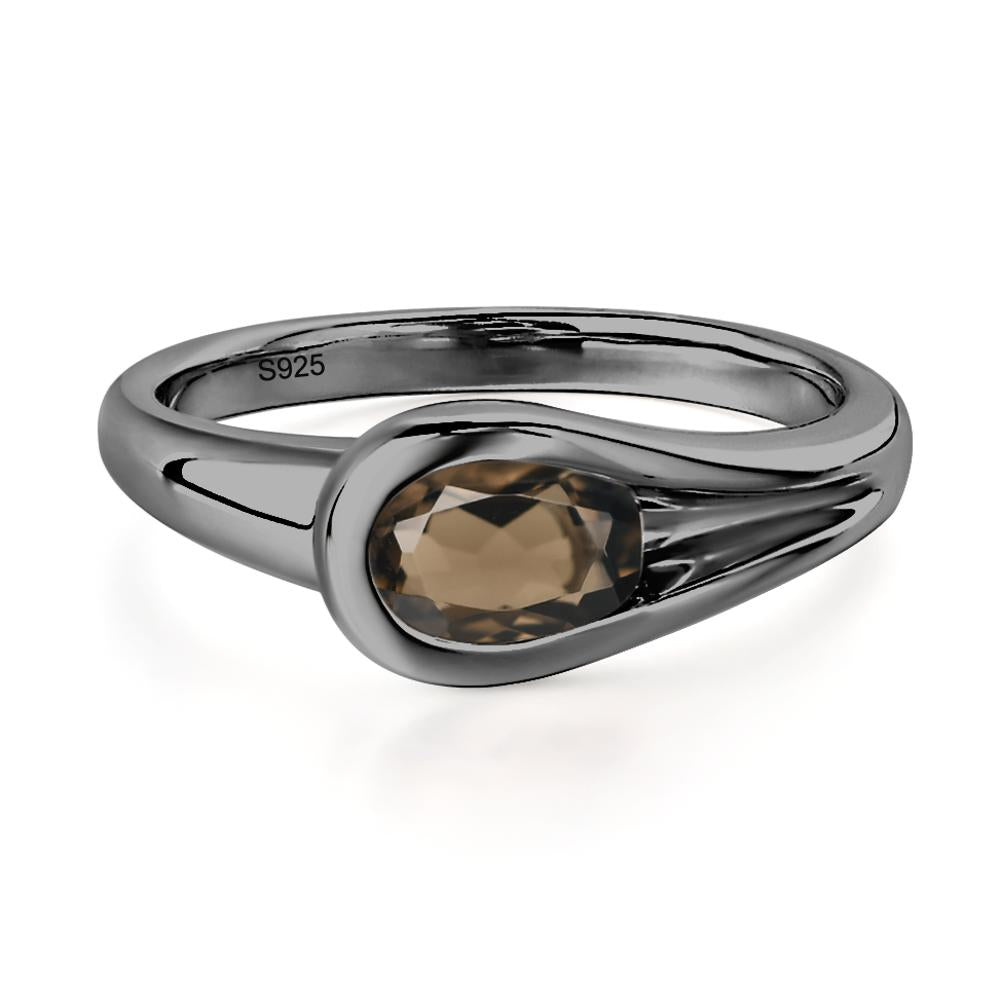 Smoky Quartz Streamline Ring - LUO Jewelry #metal_black finish sterling silver