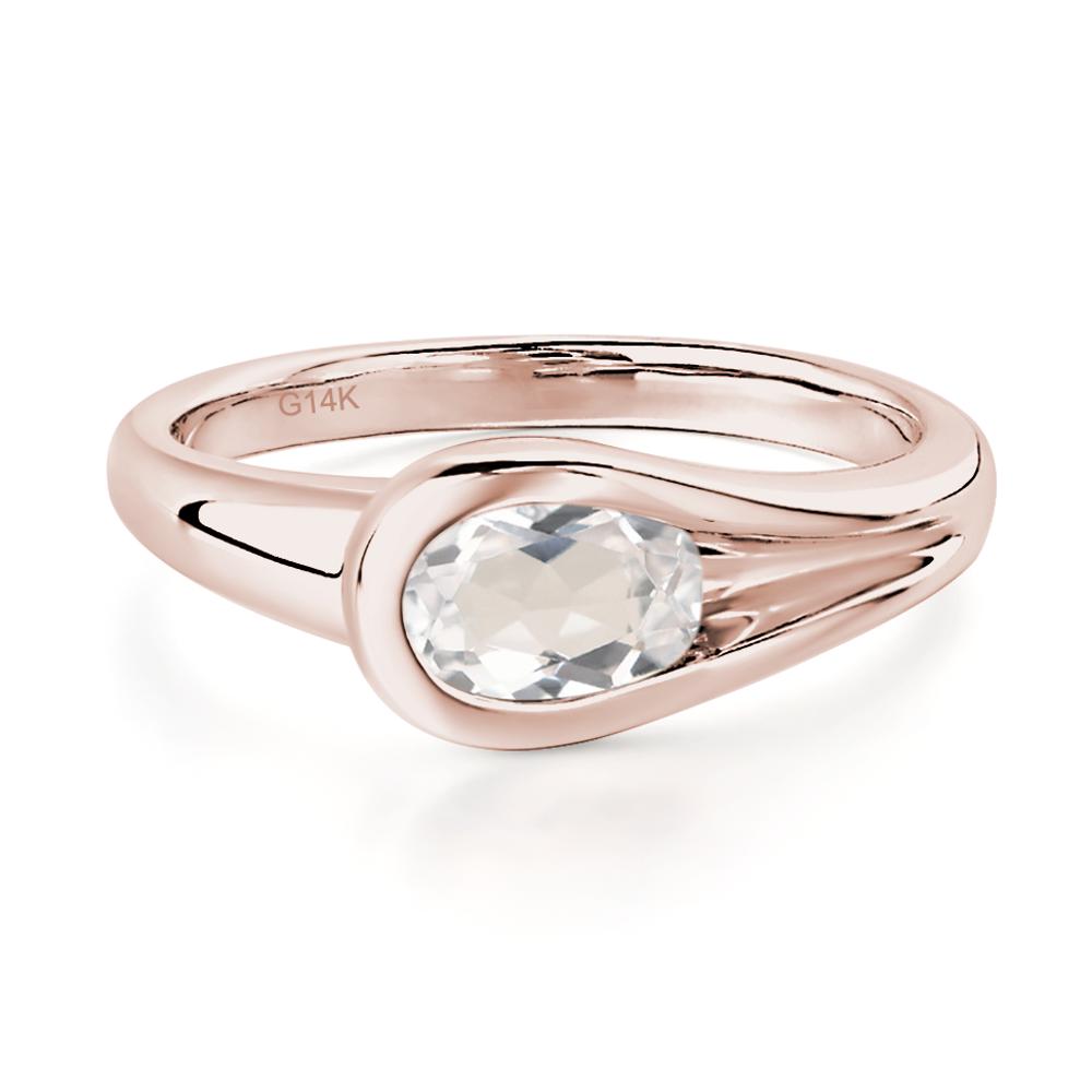 White Topaz Minimalist Engagement Ring - LUO Jewelry #metal_14k rose gold