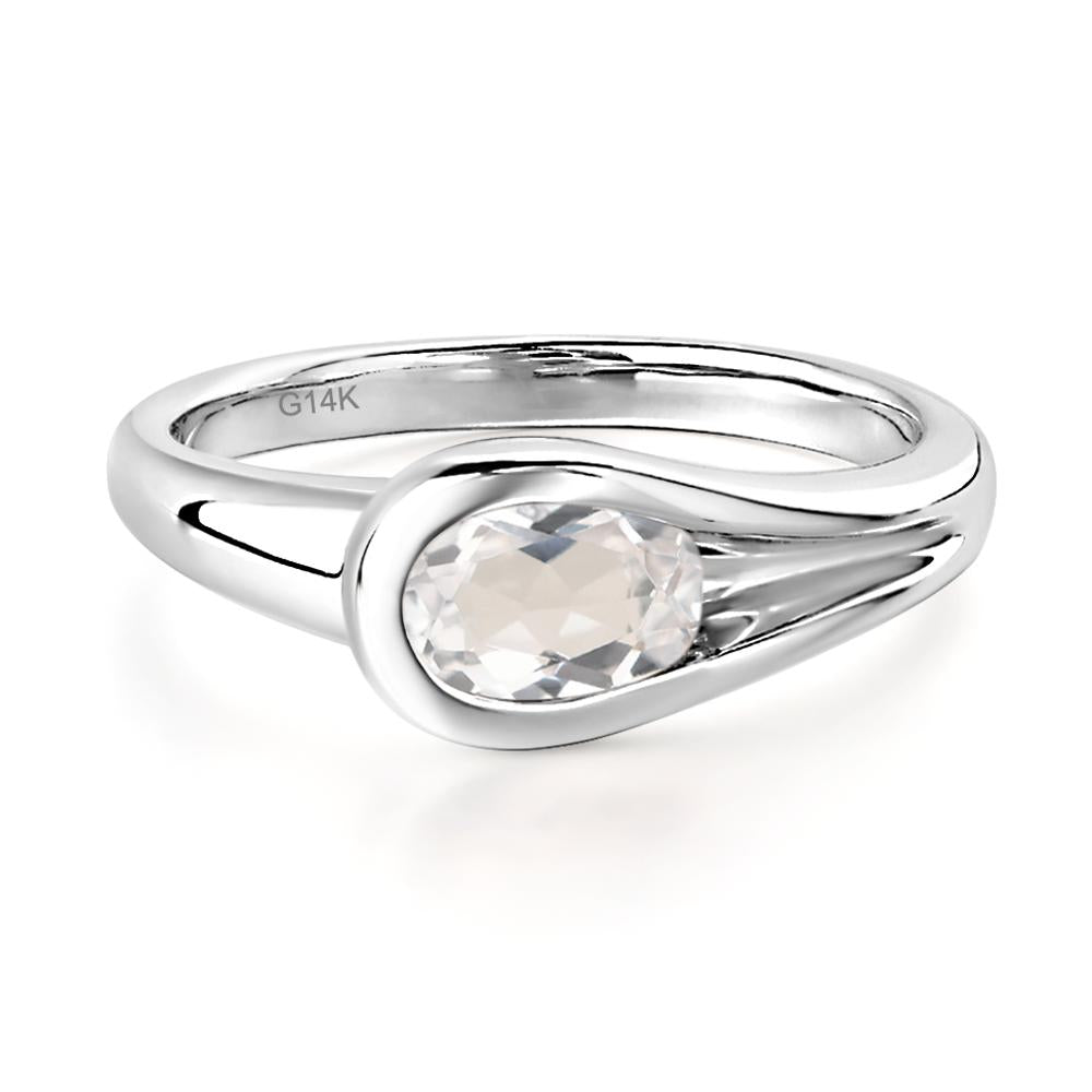 White Topaz Minimalist Engagement Ring - LUO Jewelry #metal_14k white gold