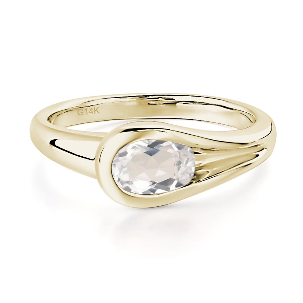 White Topaz Minimalist Engagement Ring - LUO Jewelry #metal_14k yellow gold