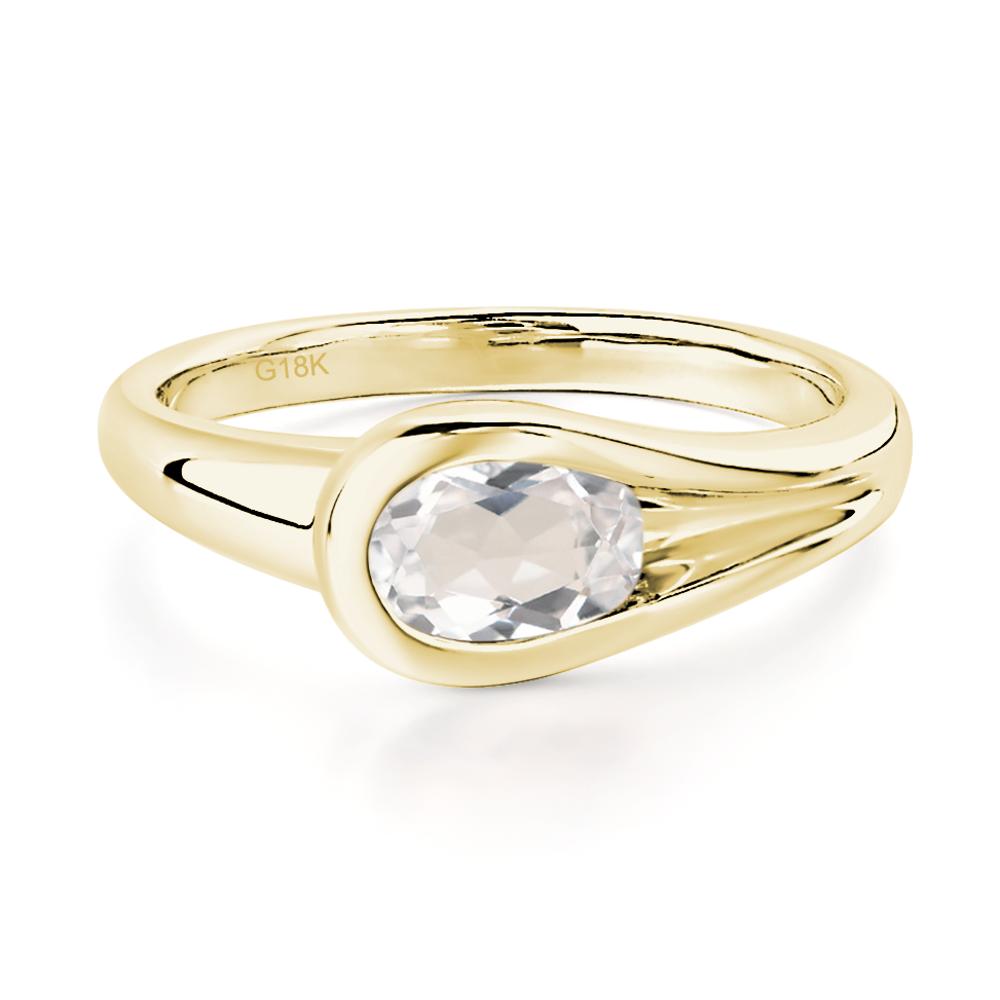 White Topaz Minimalist Engagement Ring - LUO Jewelry #metal_18k yellow gold