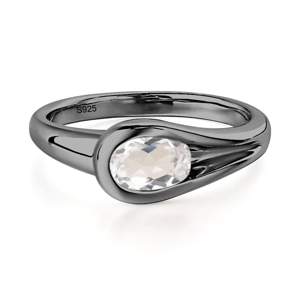 White Topaz Minimalist Engagement Ring - LUO Jewelry #metal_black finish sterling silver