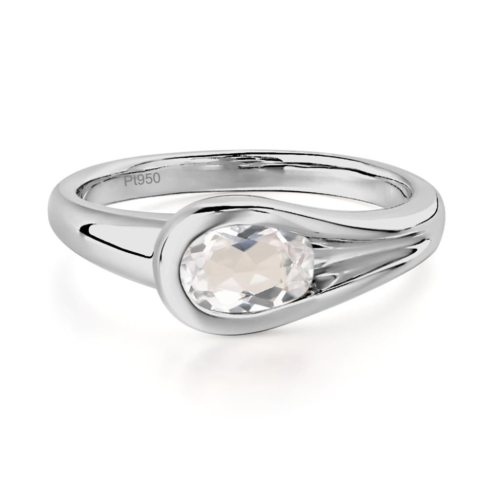 White Topaz Minimalist Engagement Ring - LUO Jewelry #metal_platinum