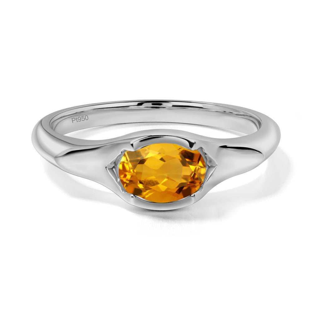 Citrine Bezel Set Oval Engagement Ring - LUO Jewelry #metal_platinum