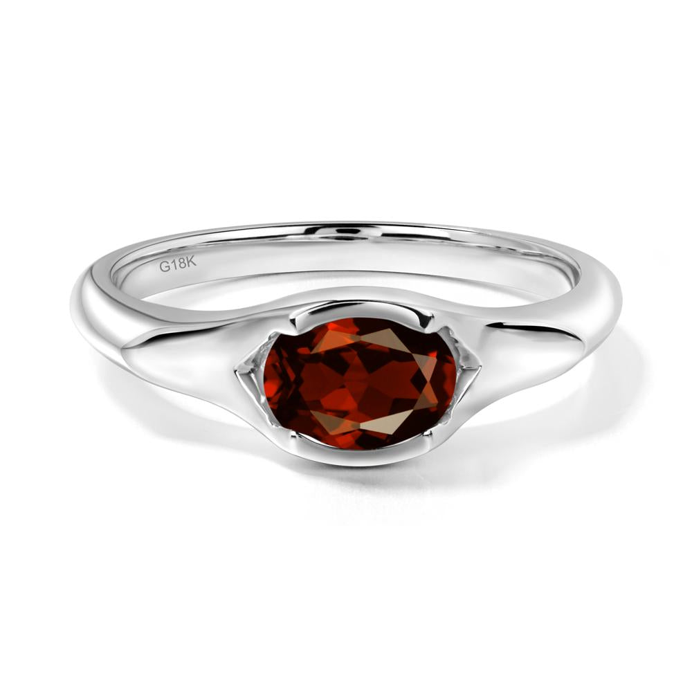 Garnet Oval Bezel Set Engagement Ring - LUO Jewelry #metal_18k white gold