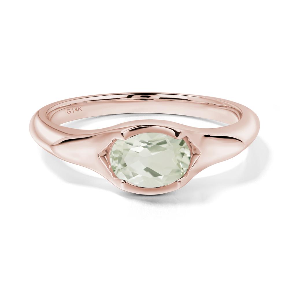 Green Amethyst Bezel Set Oval Engagement Ring - LUO Jewelry #metal_14k rose gold