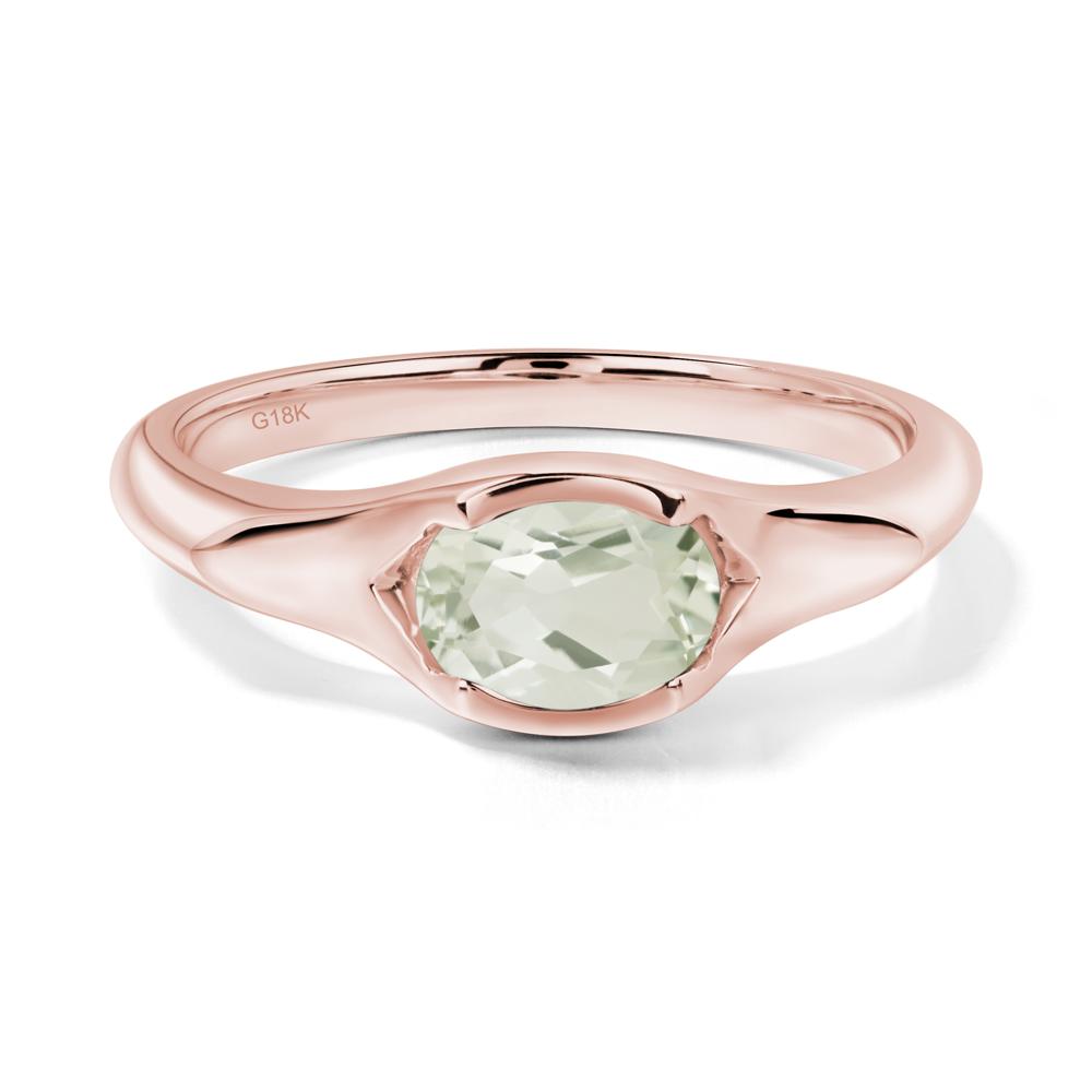 Green Amethyst Bezel Set Oval Engagement Ring - LUO Jewelry #metal_18k rose gold