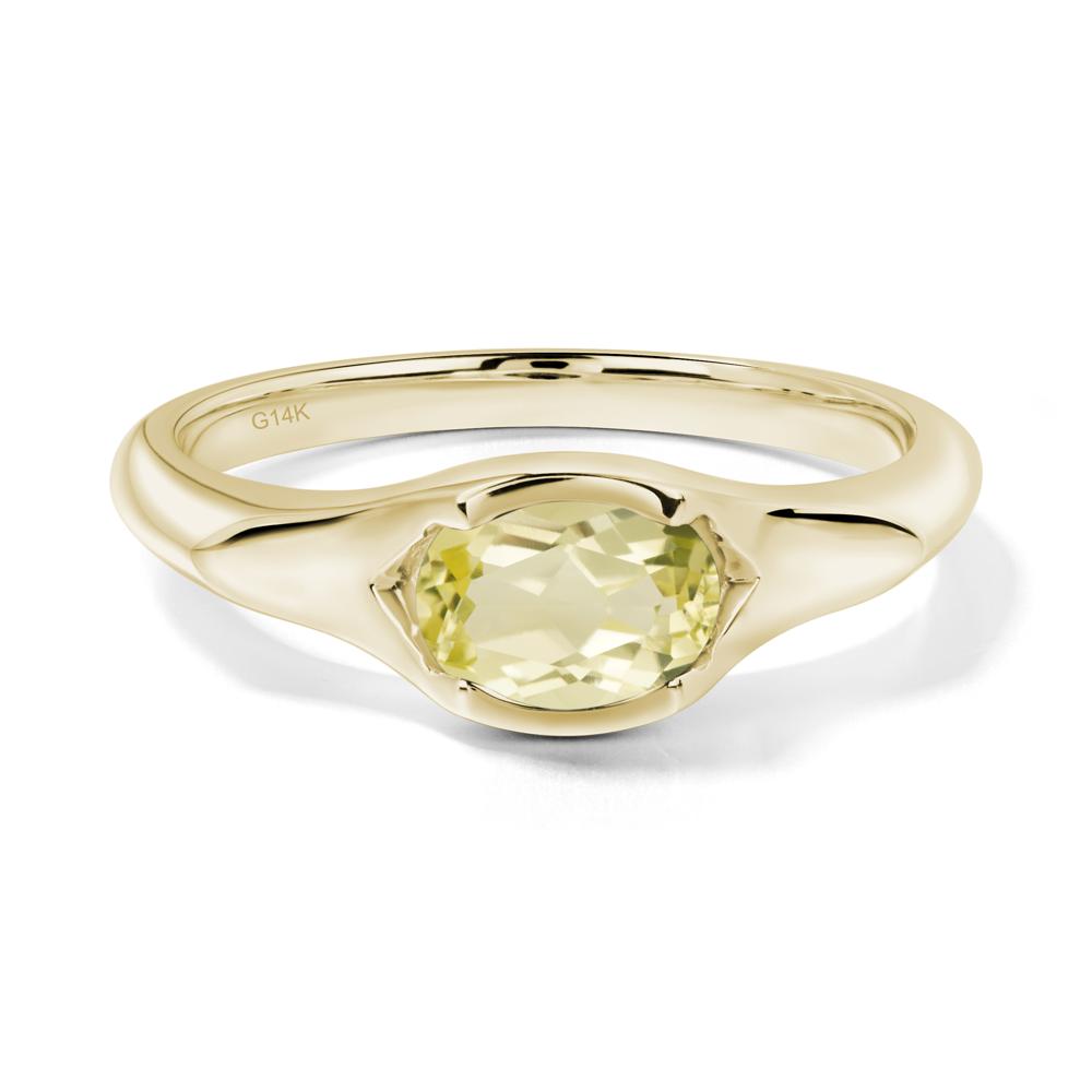 Lemon Quartz Bezel Set Oval Engagement Ring - LUO Jewelry #metal_14k yellow gold