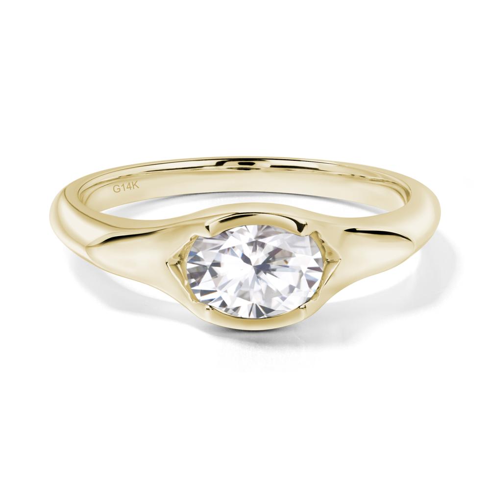 Moissanite Oval Bezel Set Engagement Ring - LUO Jewelry #metal_14k yellow gold