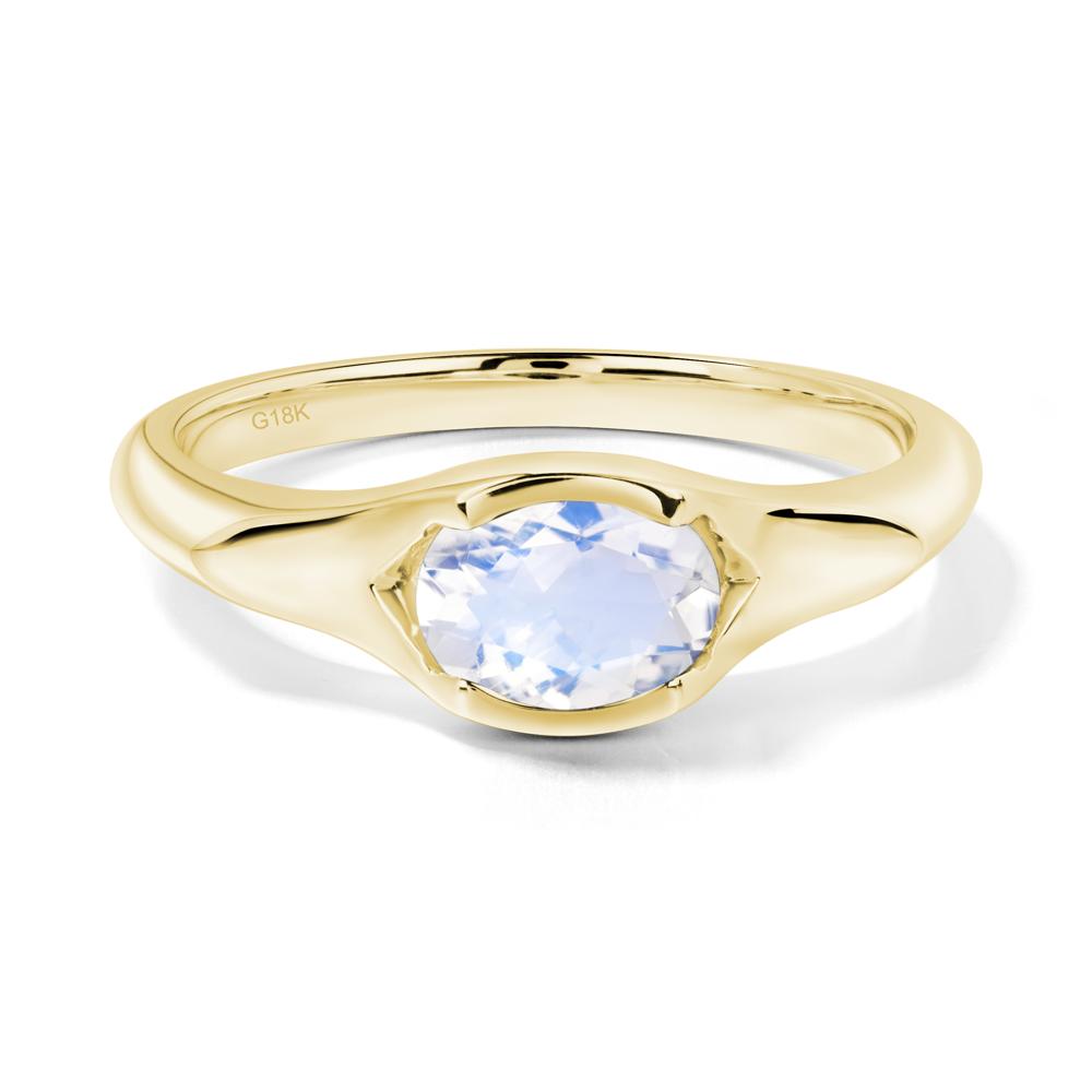 Oval Moonstone East West Bezel Set Ring - LUO Jewelry #metal_18k yellow gold