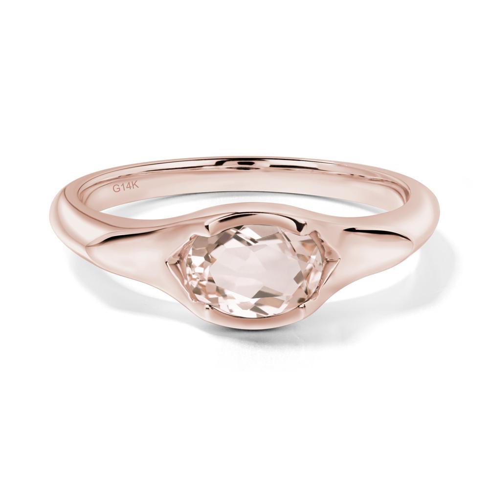 Oval Morganite East West Bezel Set Ring - LUO Jewelry #metal_14k rose gold