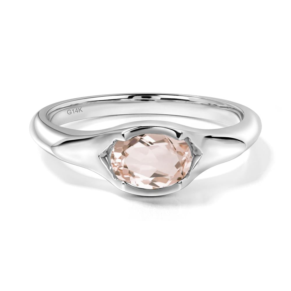 Oval Morganite East West Bezel Set Ring - LUO Jewelry #metal_14k white gold