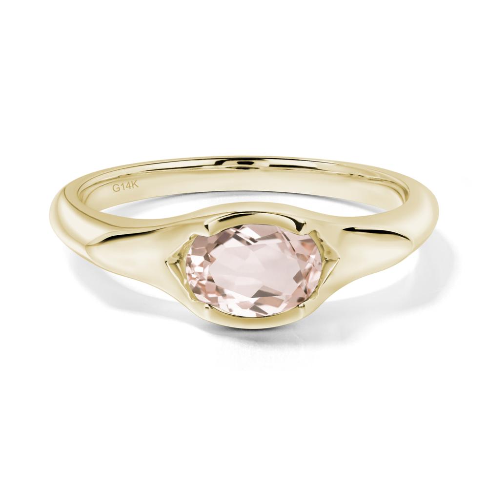 Oval Morganite East West Bezel Set Ring - LUO Jewelry #metal_14k yellow gold