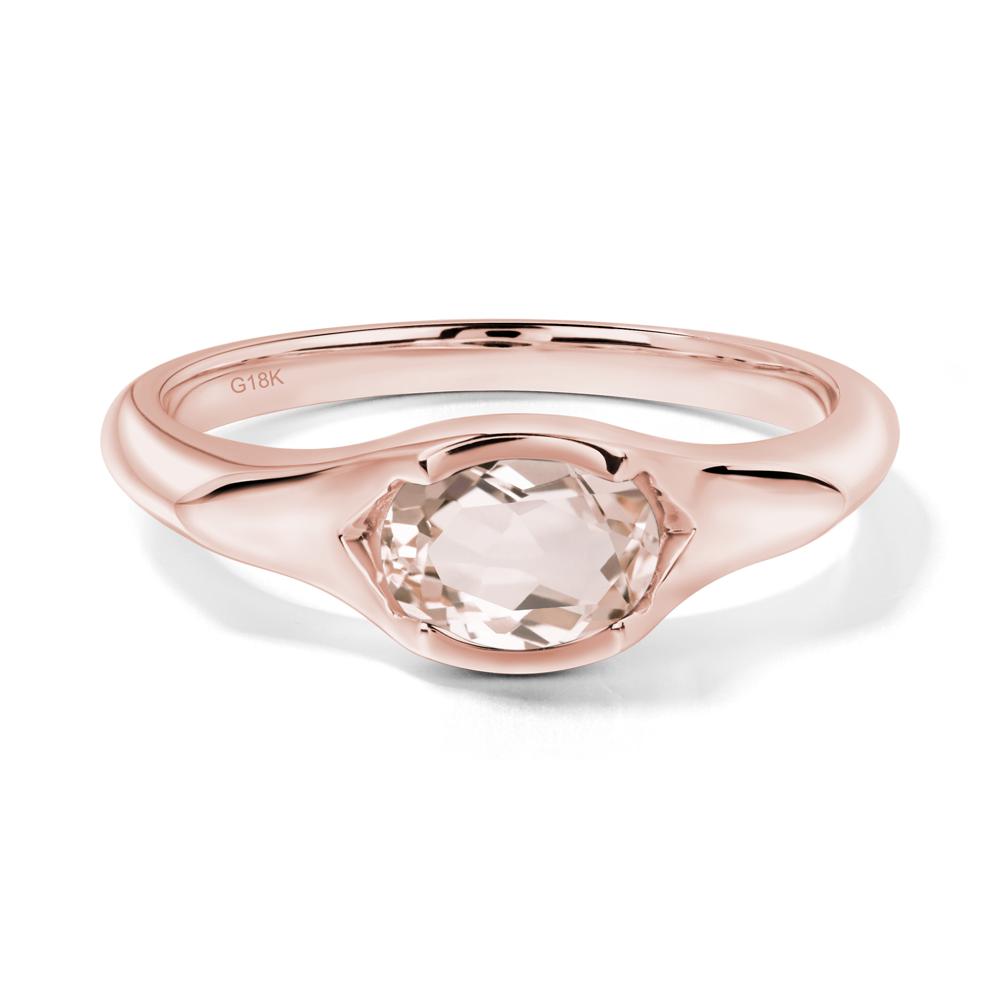 Oval Morganite East West Bezel Set Ring - LUO Jewelry #metal_18k rose gold