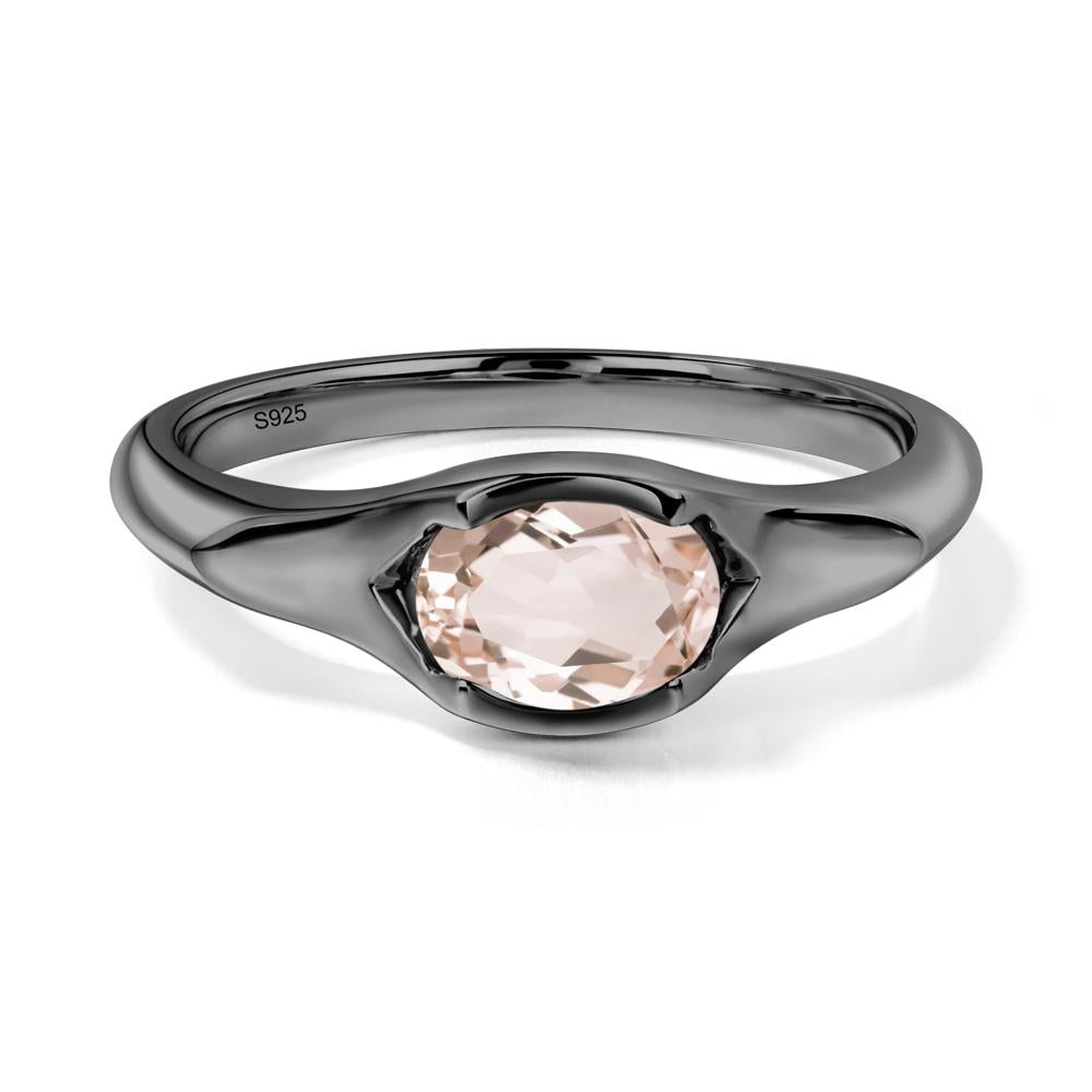 Oval Morganite East West Bezel Set Ring - LUO Jewelry #metal_black finish sterling silver