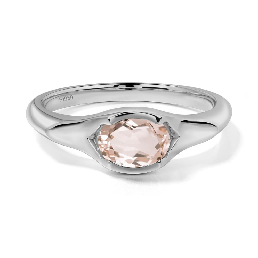 Oval Morganite East West Bezel Set Ring - LUO Jewelry #metal_platinum