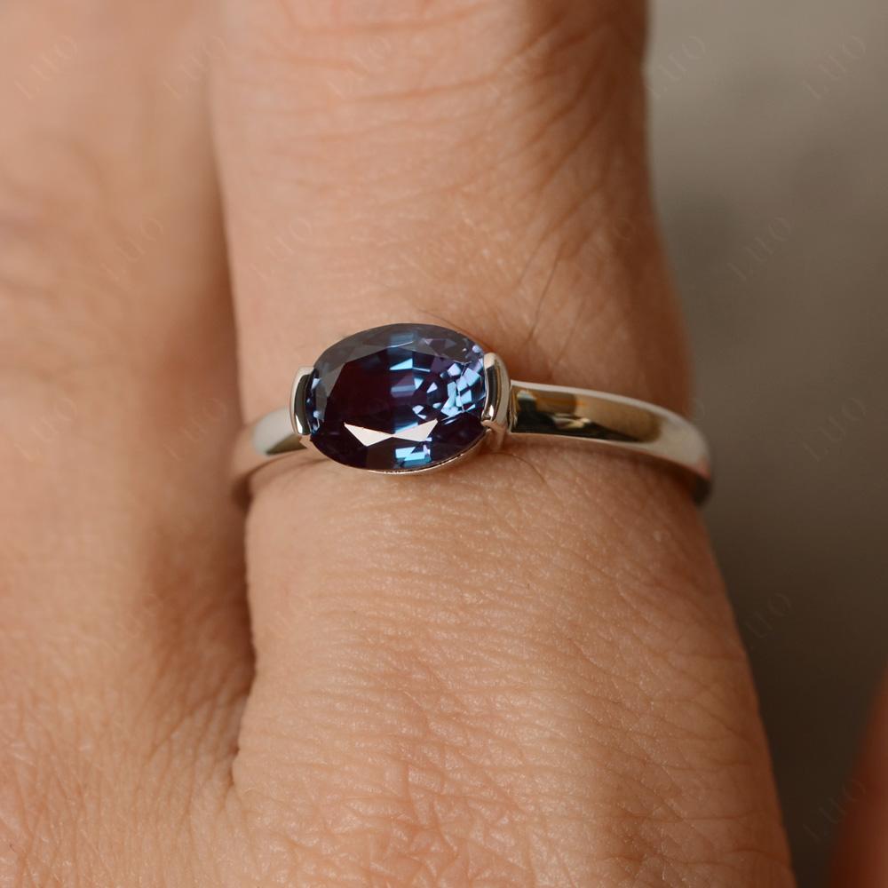 Oval Alexandrite Horizontal Engagement Ring - LUO Jewelry 