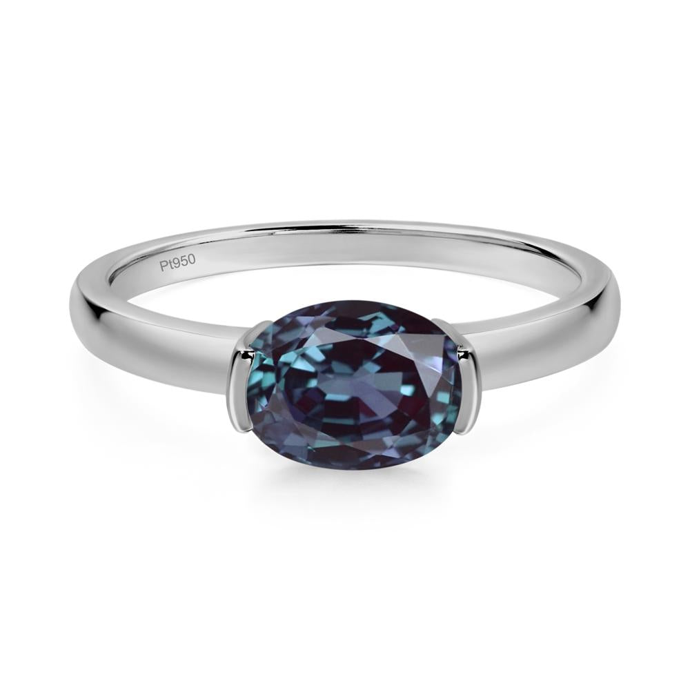 Oval Alexandrite Horizontal Engagement Ring - LUO Jewelry #metal_platinum