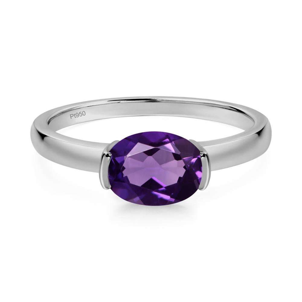 Oval Amethyst Horizontal Engagement Ring - LUO Jewelry #metal_platinum