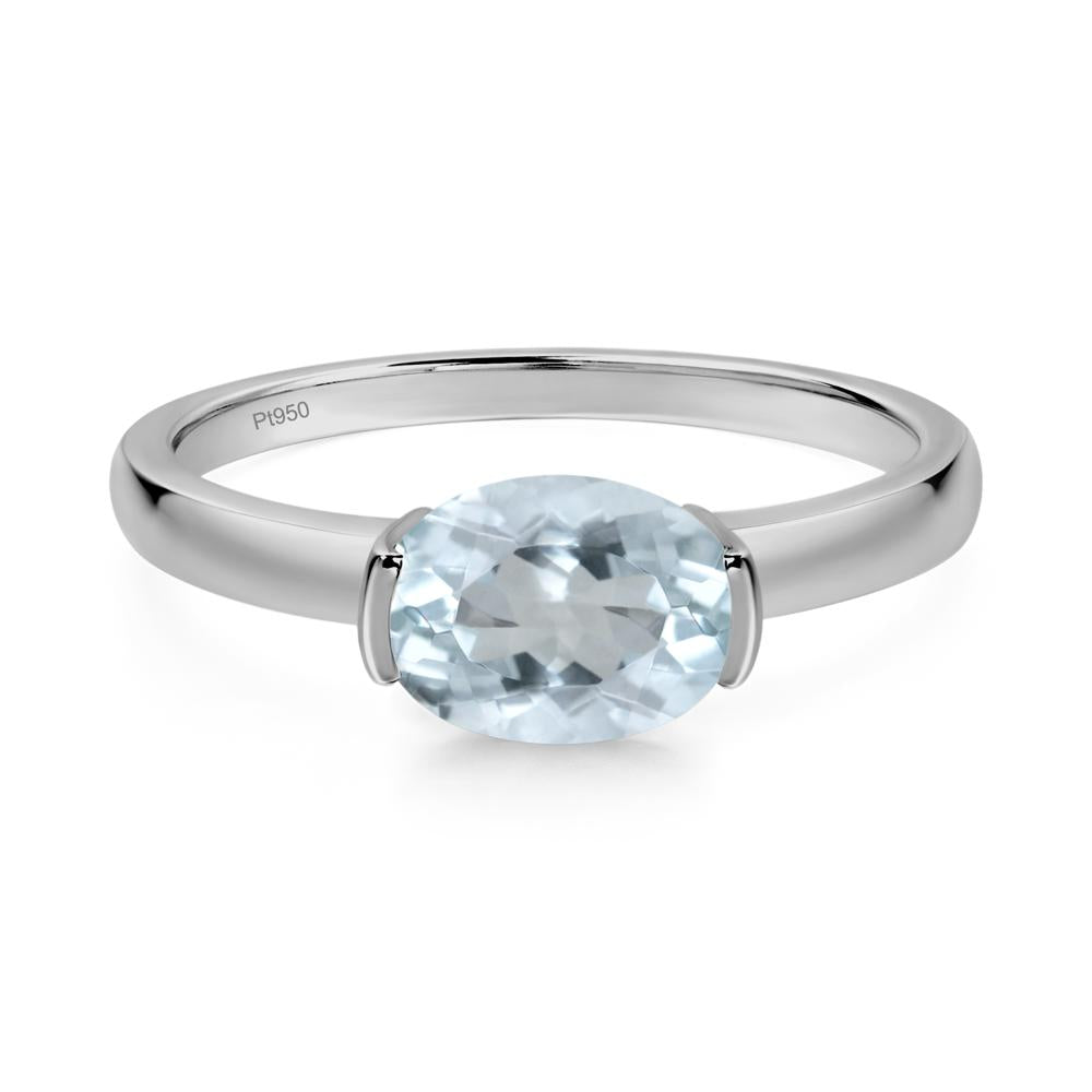 Oval Aquamarine Horizontal Engagement Ring - LUO Jewelry #metal_platinum