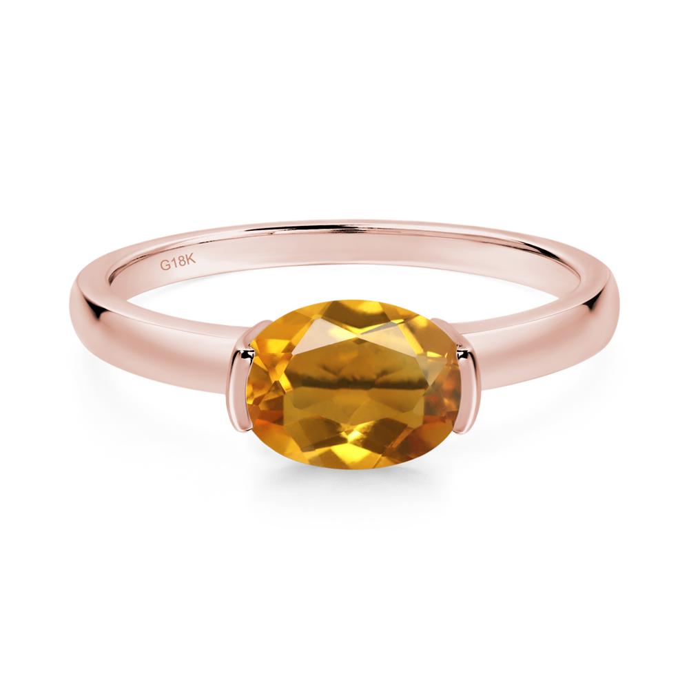 Oval Citrine Horizontal Engagement Ring - LUO Jewelry #metal_18k rose gold