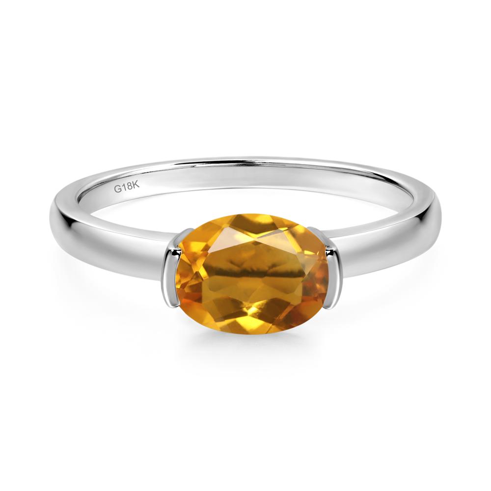 Oval Citrine Horizontal Engagement Ring - LUO Jewelry #metal_18k white gold