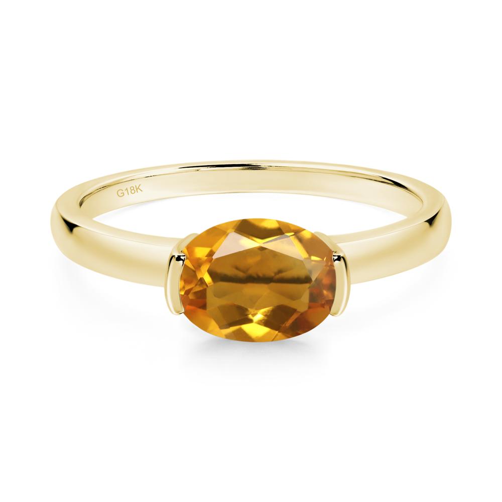 Oval Citrine Horizontal Engagement Ring - LUO Jewelry #metal_18k yellow gold