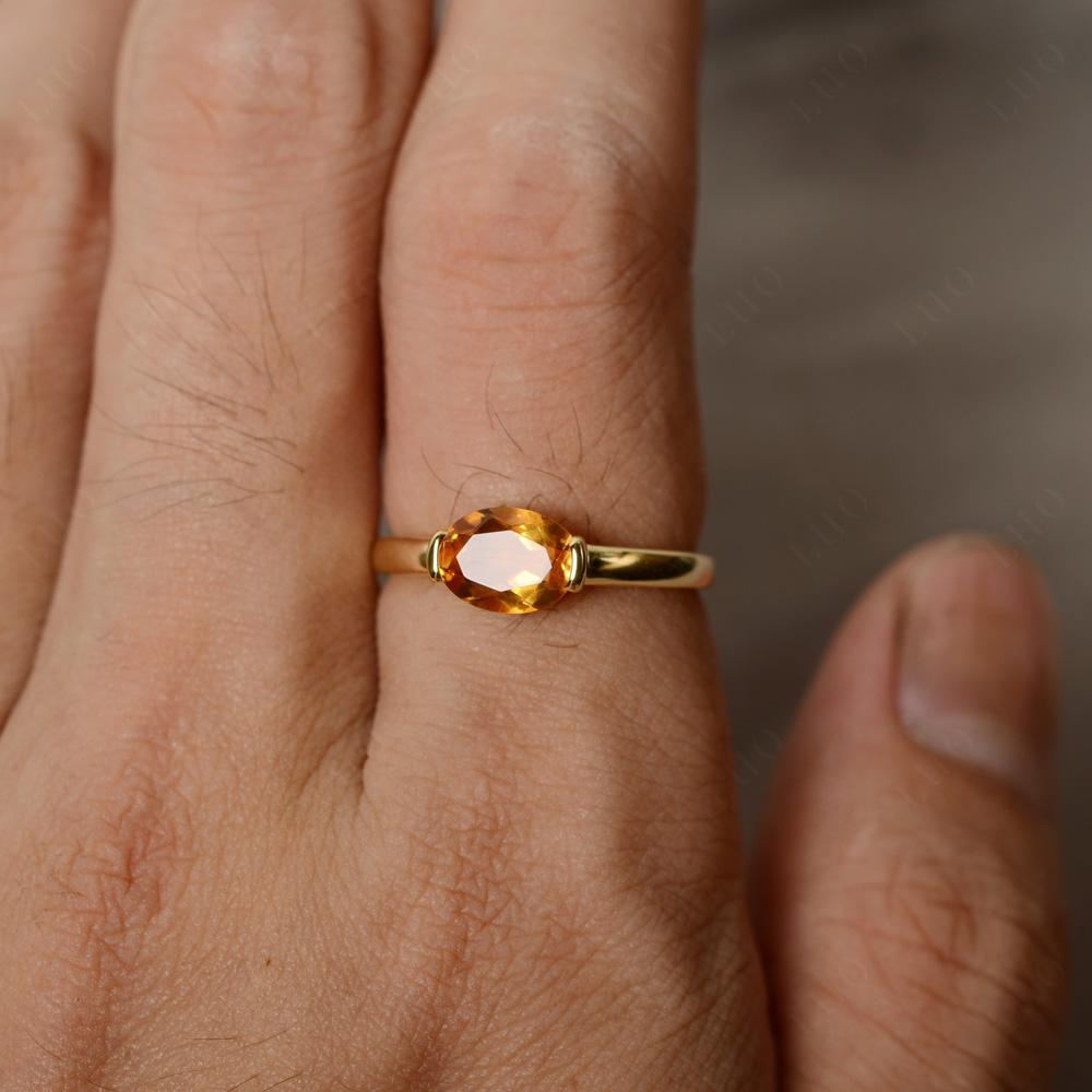 Oval Citrine Horizontal Engagement Ring - LUO Jewelry 