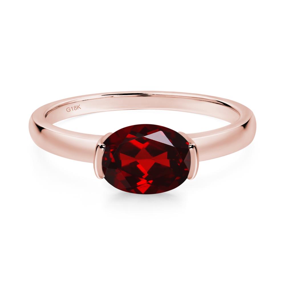 Oval Garnet Horizontal Engagement Ring - LUO Jewelry #metal_18k rose gold