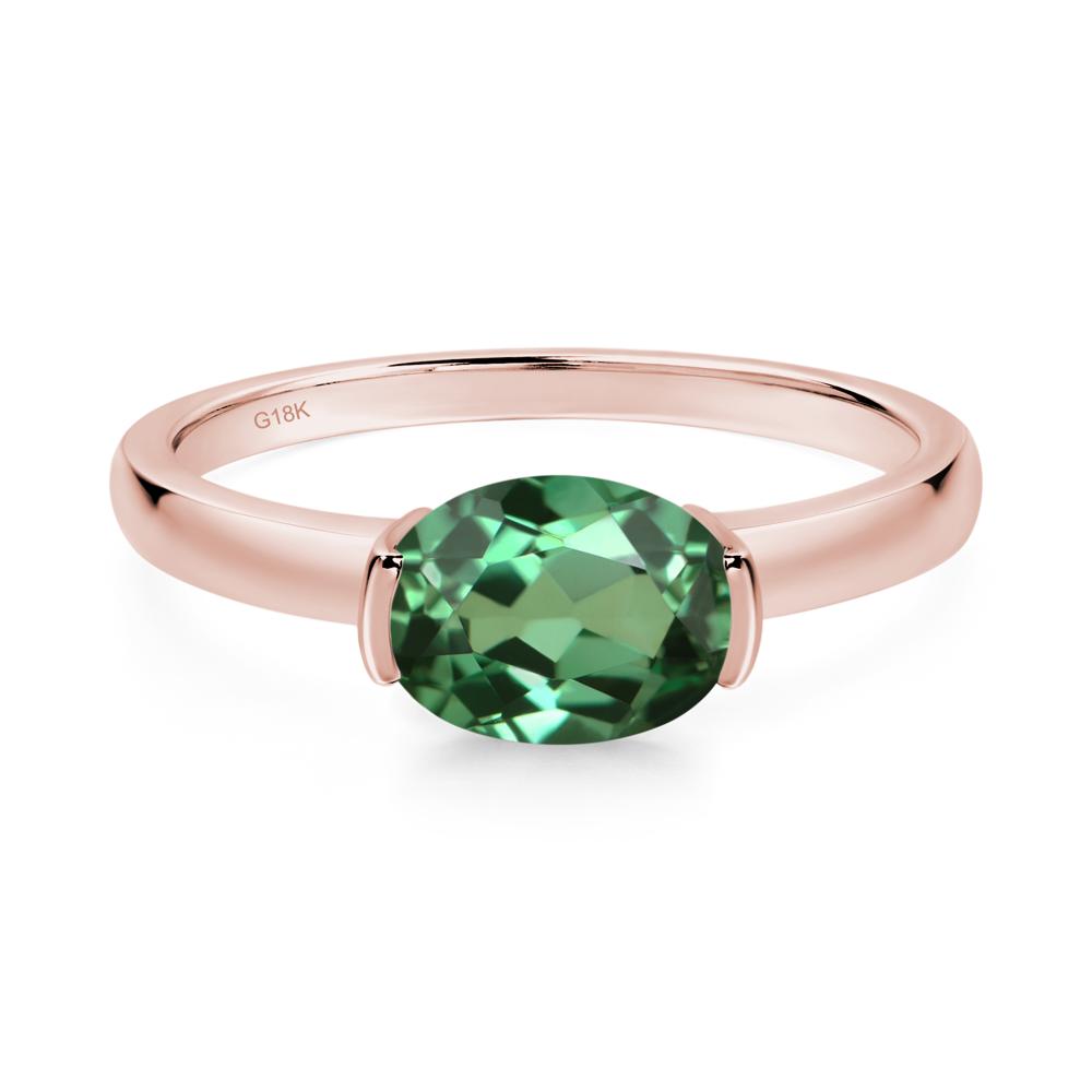 Oval Green Sapphire Horizontal Engagement Ring - LUO Jewelry #metal_18k rose gold