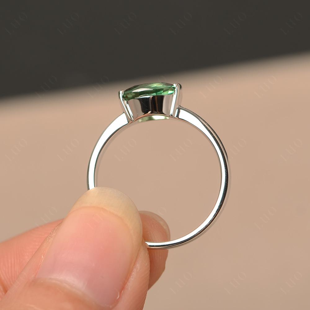 Oval Green Sapphire Horizontal Engagement Ring - LUO Jewelry 