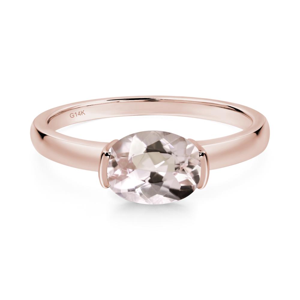 Oval Morganite Horizontal Engagement Ring - LUO Jewelry #metal_14k rose gold