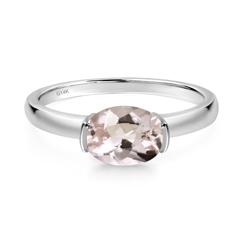 Oval Morganite Horizontal Engagement Ring - LUO Jewelry #metal_14k white gold