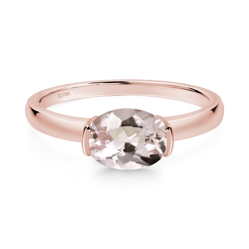 Oval Morganite Horizontal Engagement Ring - LUO Jewelry #metal_18k rose gold