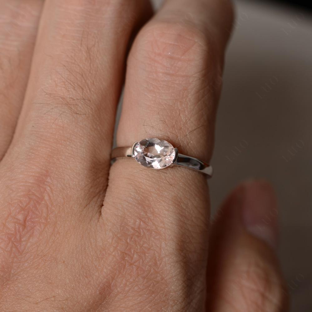 Oval Morganite Horizontal Engagement Ring - LUO Jewelry 