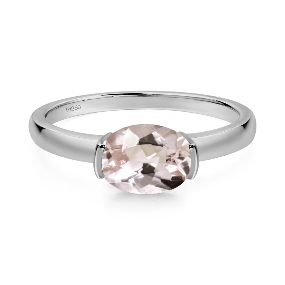 Oval Morganite Horizontal Engagement Ring - LUO Jewelry #metal_platinum