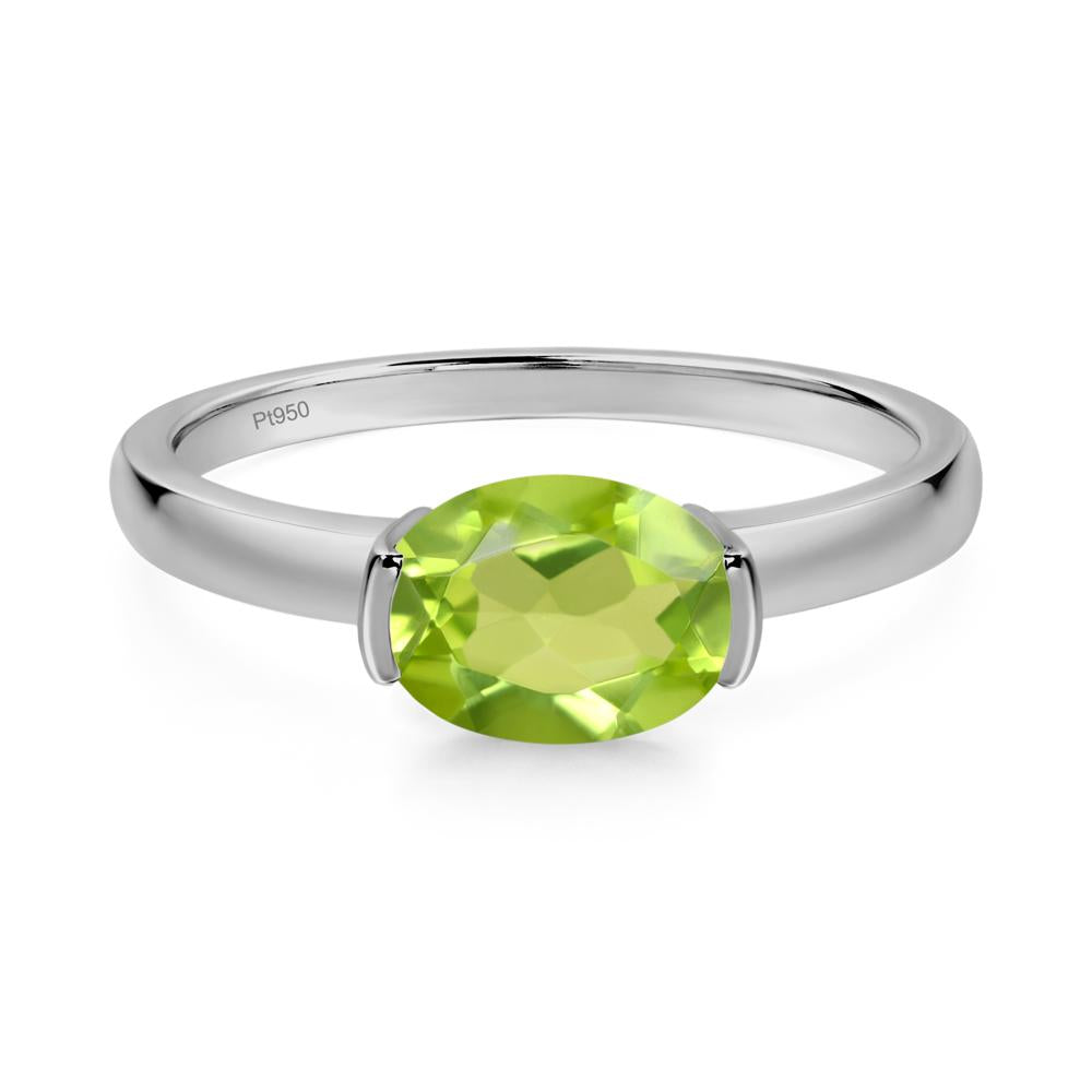 Oval Peridot Horizontal Engagement Ring - LUO Jewelry #metal_platinum