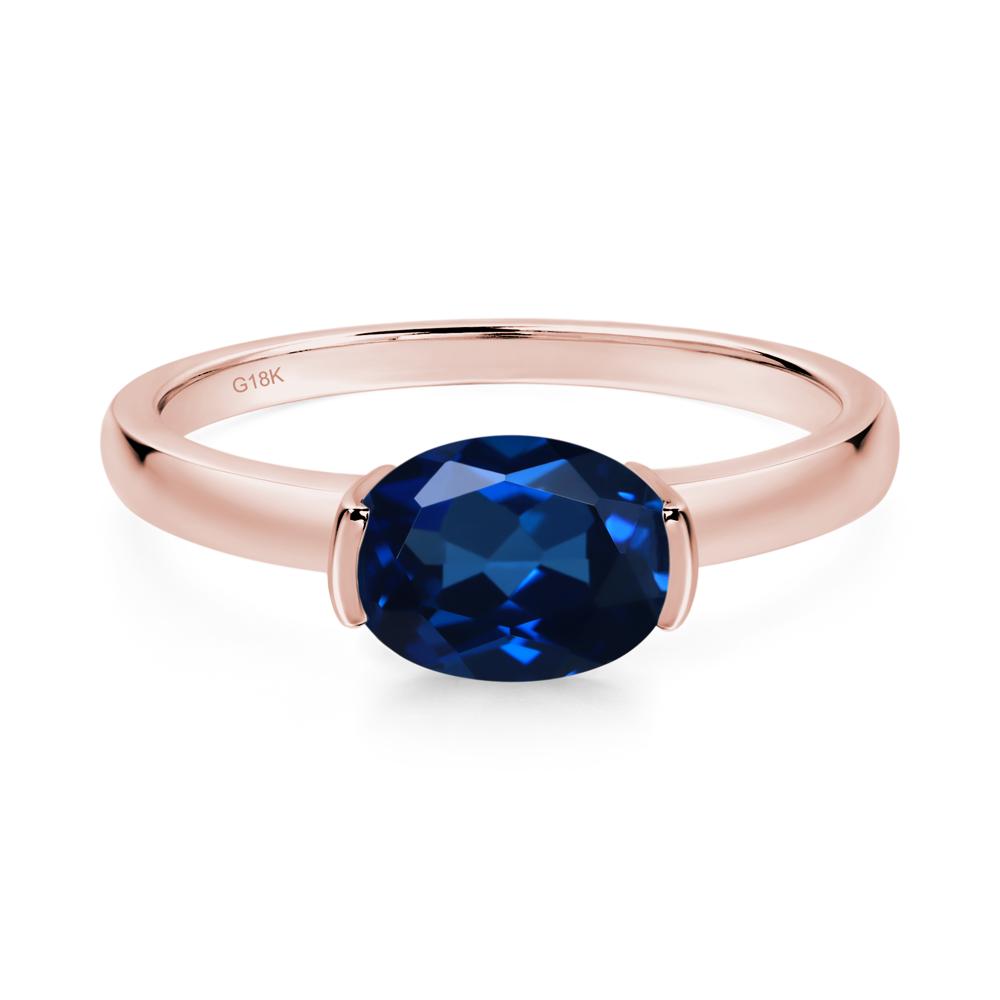 Oval Sapphire Horizontal Engagement Ring - LUO Jewelry #metal_18k rose gold