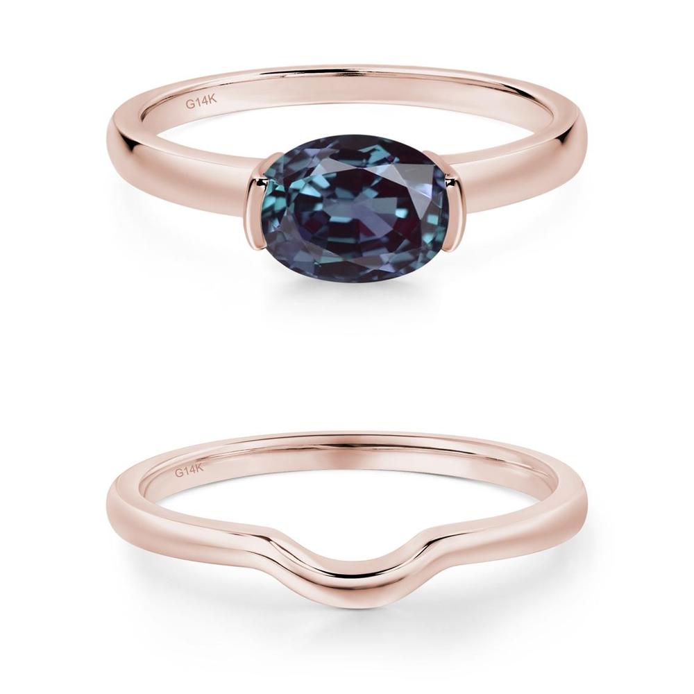 Oval Alexandrite Horizontal Engagement Ring - LUO Jewelry #metal_xxxxx