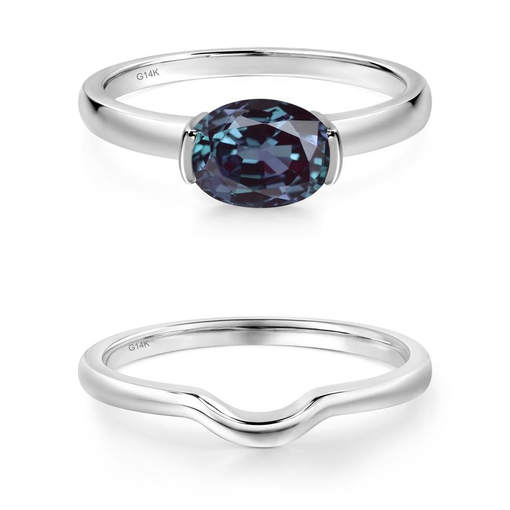 Oval Alexandrite Horizontal Engagement Ring - LUO Jewelry #metal_xxxxx