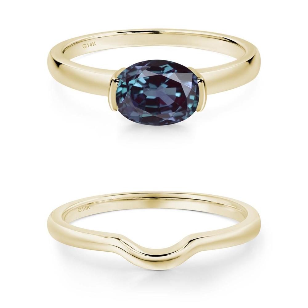 Oval Alexandrite Horizontal Engagement Ring - LUO Jewelry #metal_xxxxx