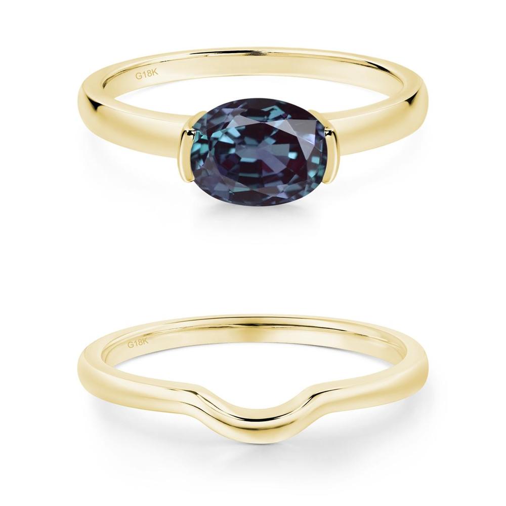 Oval Alexandrite Horizontal Engagement Ring - LUO Jewelry #metal_xxxxx