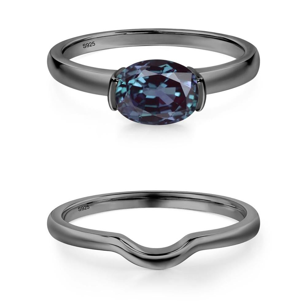 Oval Alexandrite Horizontal Engagement Ring - LUO Jewelry #metal_xxxxx