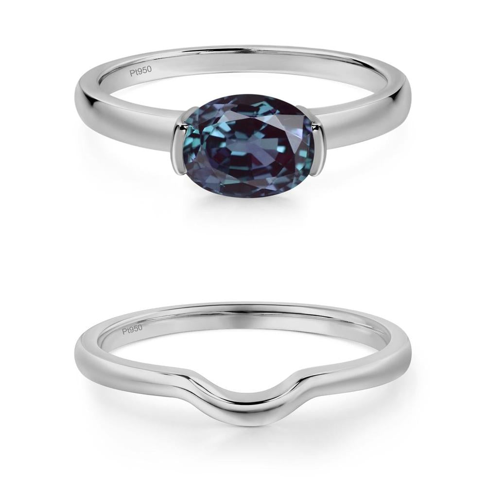 Oval Alexandrite Horizontal Engagement Ring - LUO Jewelry #metal_xxxxx