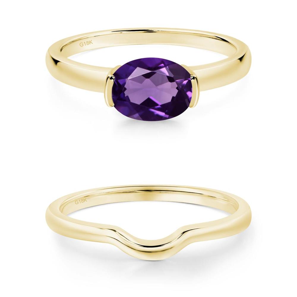 Oval Amethyst Horizontal Engagement Ring - LUO Jewelry #metal_xxxxx