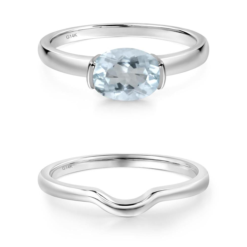 Oval Aquamarine Horizontal Engagement Ring - LUO Jewelry #metal_xxxxx