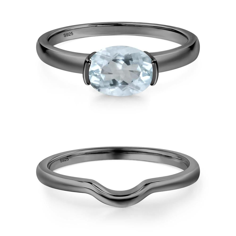 Oval Aquamarine Horizontal Engagement Ring - LUO Jewelry #metal_xxxxx