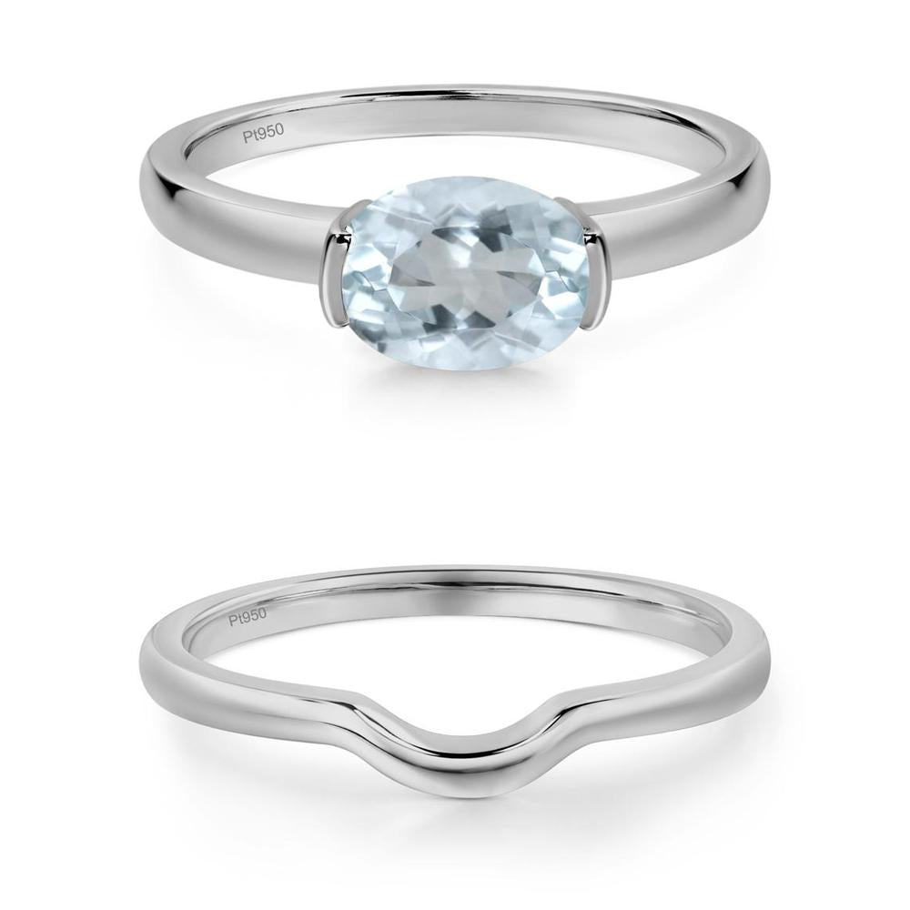 Oval Aquamarine Horizontal Engagement Ring - LUO Jewelry #metal_xxxxx