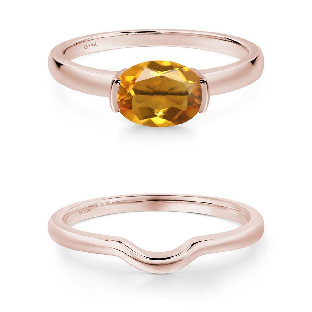 Oval Citrine Horizontal Engagement Ring - LUO Jewelry #metal_xxxxx